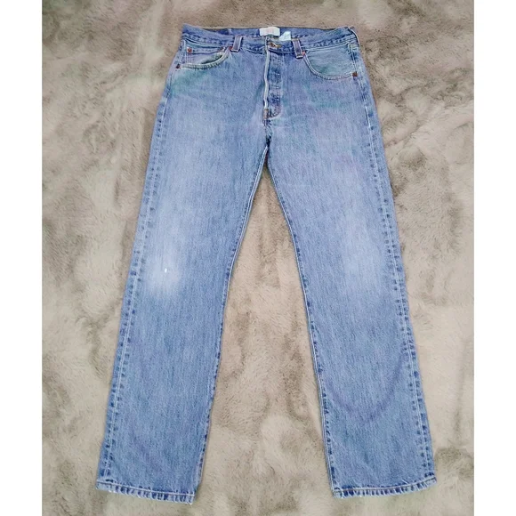 Vintage Levis 501 High Rise Straight Leg Button Fly Jeans 34x32 - Picture 2 of 8
